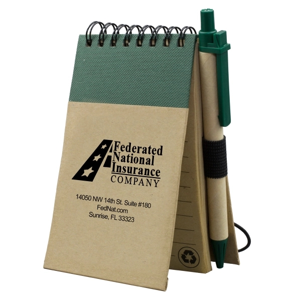 Recycled notepad with recycled paper pen and 50 sheets of recycled... from ASI 62660 Innovation Line