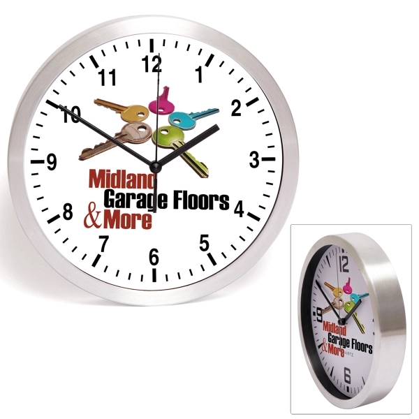 10" round aluminum wall clock with shatter resistant acrylic lens.... from ASI 62660 Innovation Line