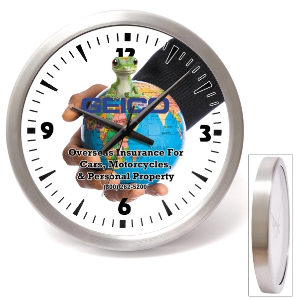 14" aluminum analog wall clock with shatter resistant acrylic lens.... from ASI 62660 Innovation Line