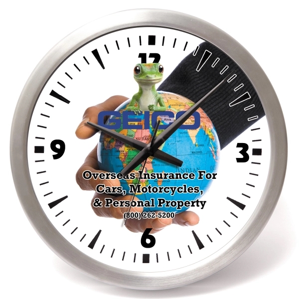 14" aluminum analog wall clock with shatter resistant acrylic lens.... from ASI 62660 Innovation Line