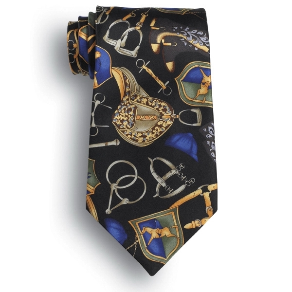 Saddle Up equestrian theme 100% silk wet dye tie.... from ASI 98085 Wolfmark