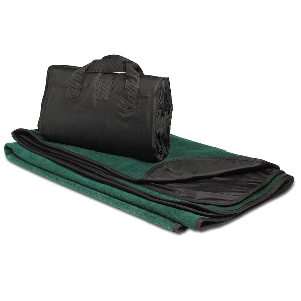 Hunter green 50" x 60" fleece/nylon picnic blanket with easy-carry design.... from ASI 98085 Wolfmark