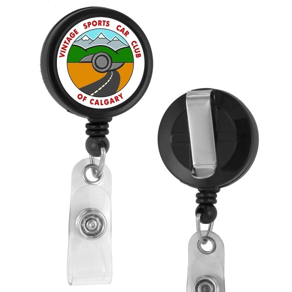 Customizable badge reel with metal slip clip backing and 30" cord... from ASI 62660 Innovation Line