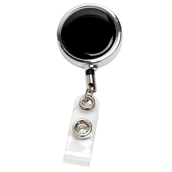 Chrome metal 30" retractable badge reel with 1 1/4" round holder... from ASI 62660 Innovation Line