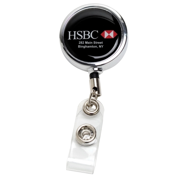 Chrome metal 30" retractable badge reel with 1 1/4" round holder... from ASI 62660 Innovation Line