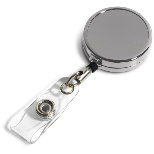 Chrome 30" metal retractable badge reel with laser engraving.... from ASI 62660 Innovation Line