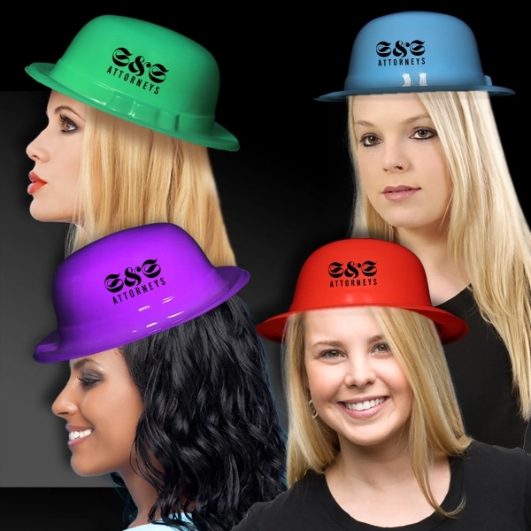 Plastic derby hats in assorted colors.... from ASI 42016 Brighter Promotions Inc / Chemical Light™
