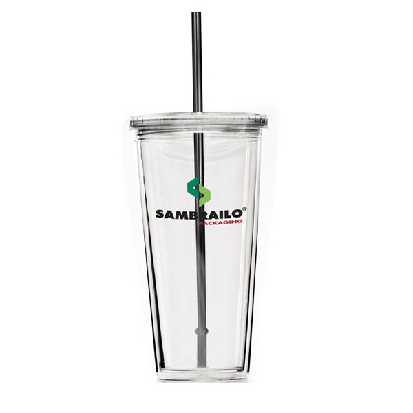 20 ounce double wall acrylic tumbler with screw-top lid and straw.... from ASI 39820 Opusline (Benmex) / Opus Line