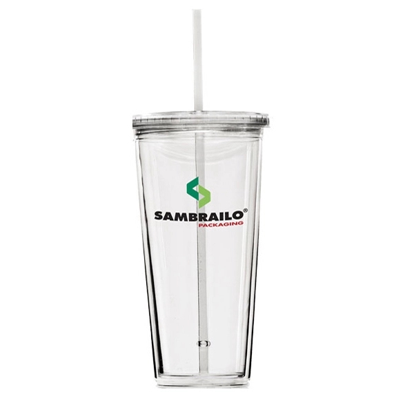 20 ounce double wall acrylic tumbler with screw-top lid and straw.... from ASI 39820 Opusline (Benmex) / Opus Line