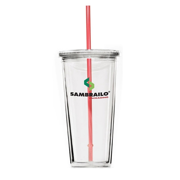 20 ounce double wall acrylic tumbler with screw-top lid and straw.... from ASI 39820 Opusline (Benmex) / Opus Line