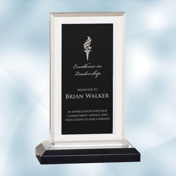 Acrylic Royal Impress plaque features a silver border and black base,... from ASI 47791 Best Deal Awards / Best Deal Awards