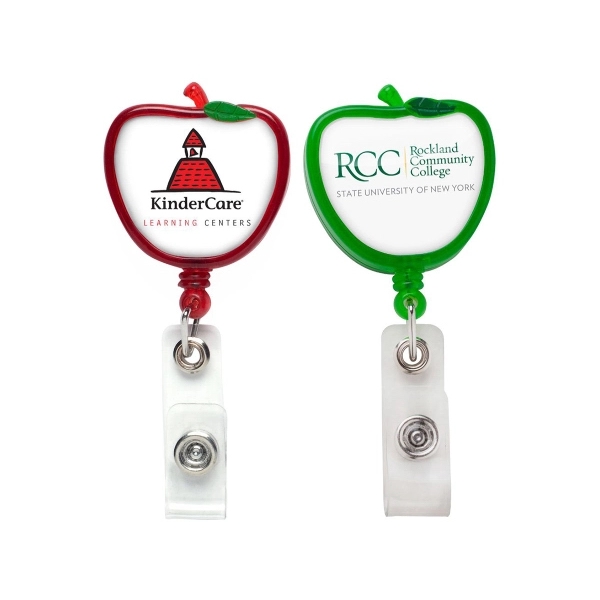 Apple retractable badge reel in translucent colors & alligator clip back... from ASI 49470 DEVARA
