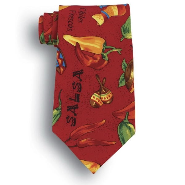 Salsa chili peppers on red background novelty tie.... from ASI 98085 Wolfmark