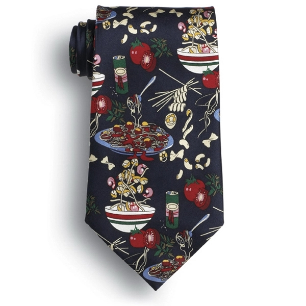 Navy blue Italian food dishes design novelty tie.... from ASI 98085 Wolfmark