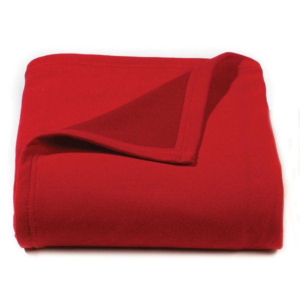 Red 50" x 60" jersey sweat shirt fleece throw blanket.... from ASI 98085 Wolfmark