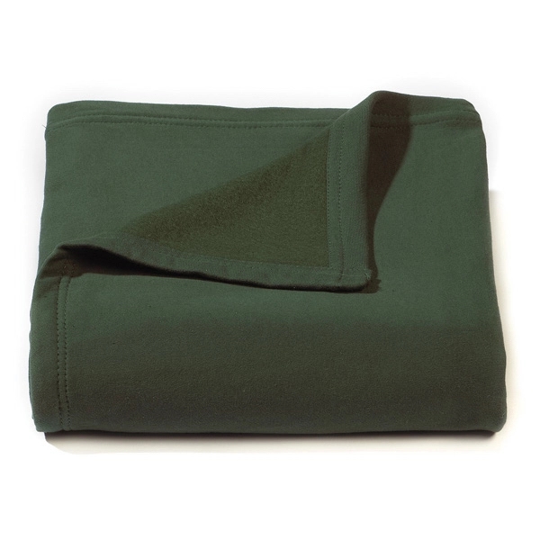 Hunter green 50" x 60" jersey sweat shirt fleece throw blanket.... from ASI 98085 Wolfmark