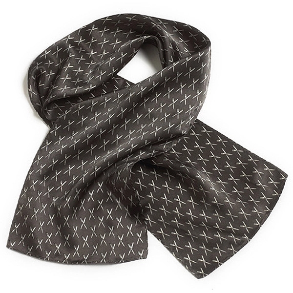 Gray knife and fork flatware design 8" x 45" novelty scarf.... from ASI 98085 Wolfmark