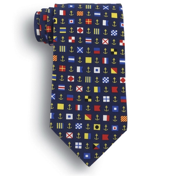 Navy blue nautical flag pattern silk novelty tie.... from ASI 98085 Wolfmark