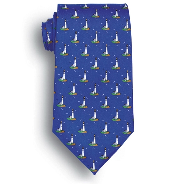Blue lighthouse pattern silk novelty tie.... from ASI 98085 Wolfmark