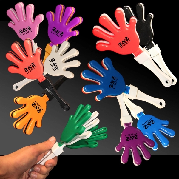 7" plastic orange and black hand clapper noisemaker with handle.... from ASI 42016 Brighter Promotions Inc / Chemical Light™