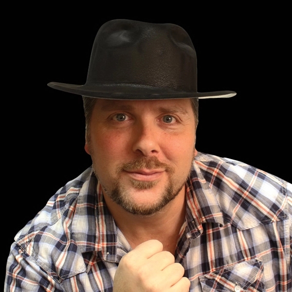 Black velour gangster-style fedora hat.... from ASI 42016 Brighter Promotions Inc / Chemical Light™