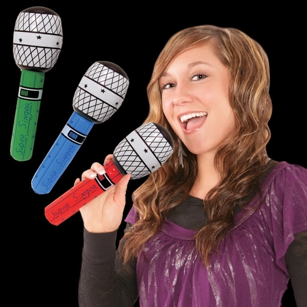 10" inflatable novelty microphone, offered in an assortment of neon colors.... from ASI 42016 Brighter Promotions Inc