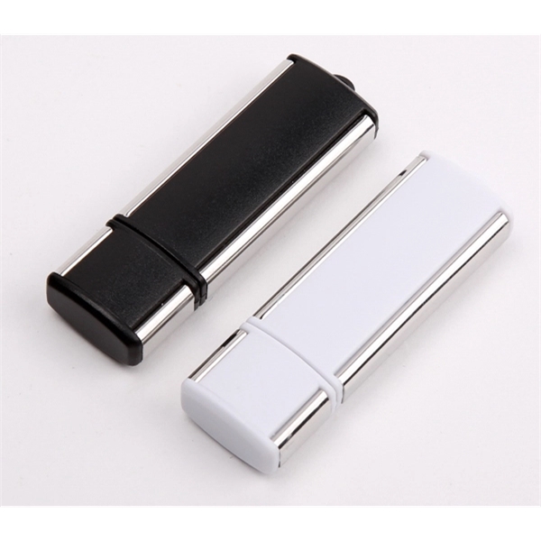 Rectangular USB flash drive with rounded corners, silver trim, and several... from ASI 37218 Athena Promo (tm)