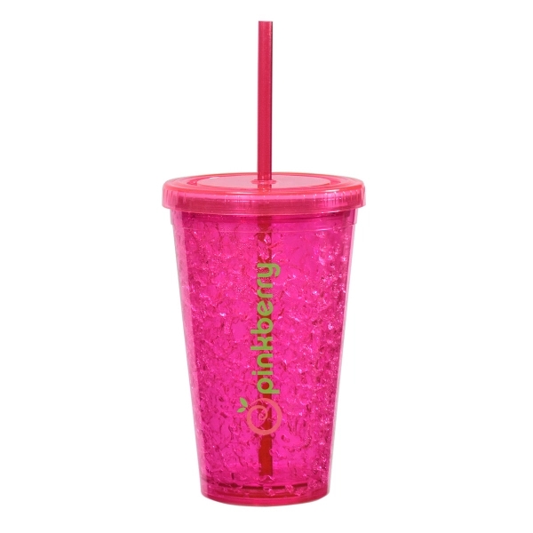 16 oz double wall plastic freezer gel tumbler with screw on... from ASI 40544 Binaco / Binaline