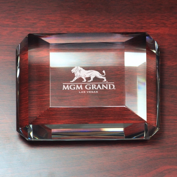4-inch Emerald cut, rectangular crystal paperweight with large flat surface.... from ASI 40544 Binaco / Binaline