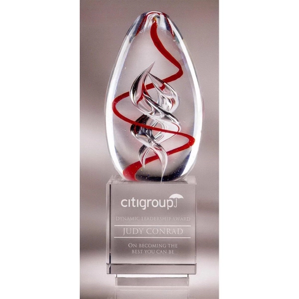 9.75" x 3.5" x 3.5" art glass award with optic crystal... from ASI 62985 J. Charles / J. Charles