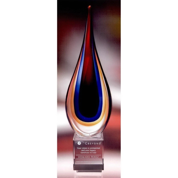 16" x 4.25" large art glass award with optic crystal base,... from ASI 62985 J. Charles / J. Charles