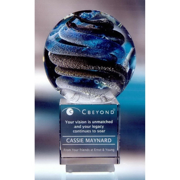 7.5" x 4.25" large art glass award with optic crystal base,... from ASI 62985 J. Charles / J. Charles