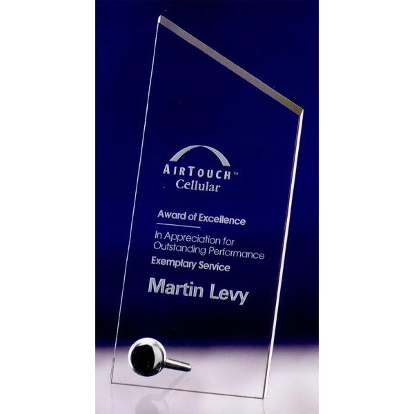 9" x 4" small jade crystal award with polished chrome and... from ASI 62985 J. Charles / J. Charles