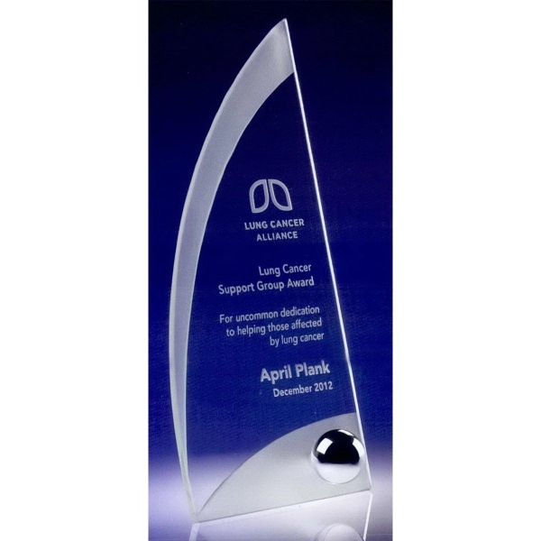 8.5" x 4" x 3" jade crystal award with polished chrome... from ASI 62985 J. Charles / J. Charles