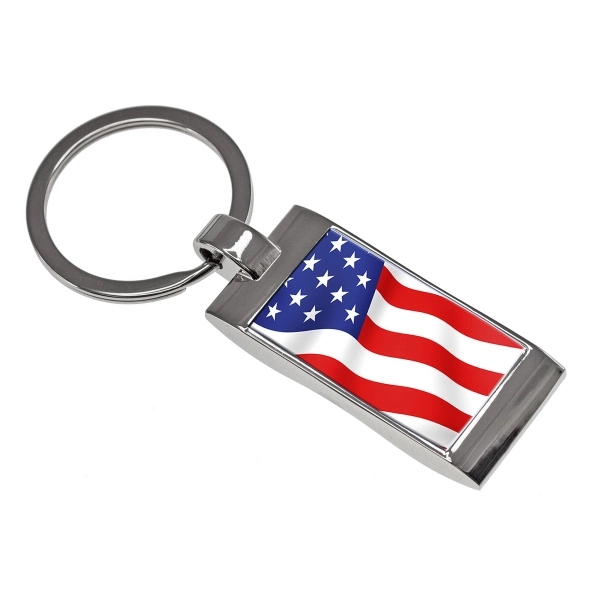 Stainless steel USA flag keychain with poly dome and split ring.... from ASI 52263 EMT / EMT EMT EASY