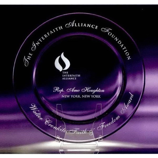 Accolade plate award made of glass with a stand and space... from ASI 62985 J. Charles