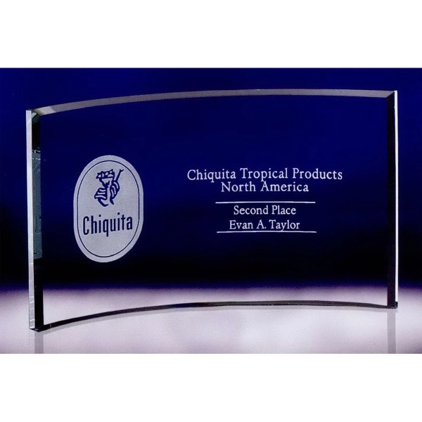 Arc bent glass award made of curved, beveled jade crystal.... from ASI 62985 J. Charles