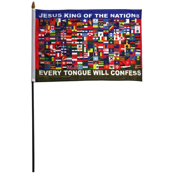 Nations stick flag on black plastic staff with gold plastic spear... from ASI 80228 Quinn