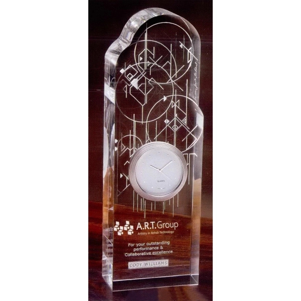 Time Warp clock award made of optic crystal with precision quartz... from ASI 62985 J. Charles