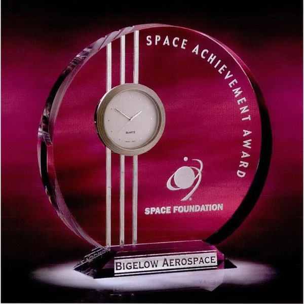 Neo-Metro clock made of optic crystal with three deep cut accents,... from ASI 62985 J. Charles