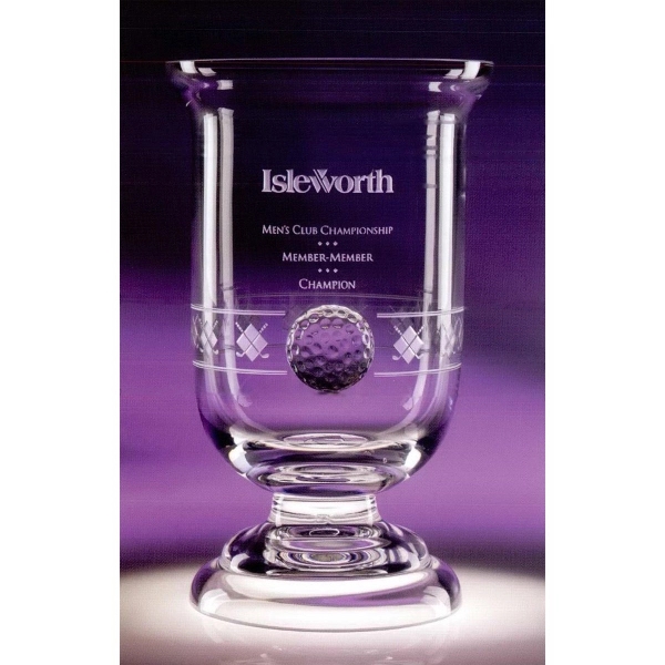 Narrative award made of hand-blown crystal with sparkling quality, raised golf... from ASI 62985 J. Charles