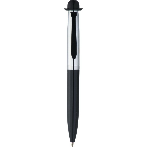 Mini black ballpoint pen with a removable hat that covers a... from ASI 66887 PCNA / Leed's