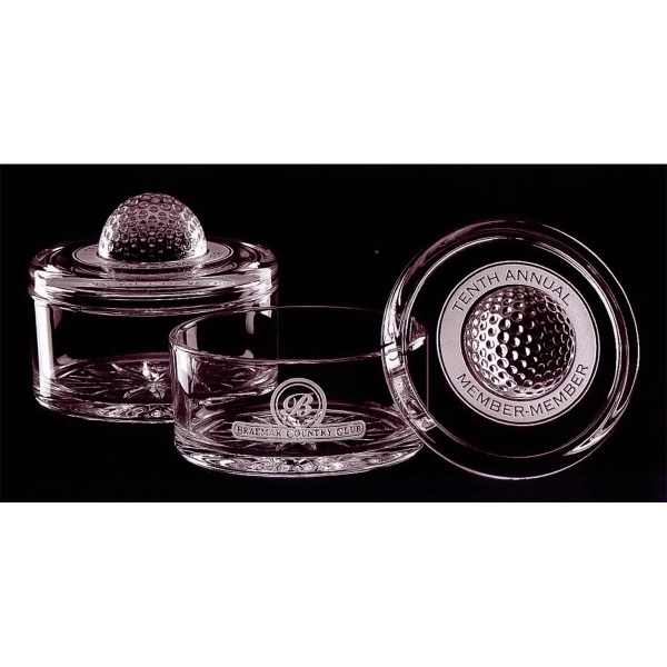 Players cache box made of glass crowned with a crystal golf... from ASI 62985 J. Charles