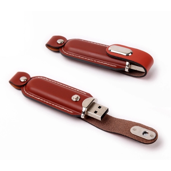 Leather USB flash drive with a rectangular shape and rounded corners,... from ASI 37218 Athena Promo (tm)
