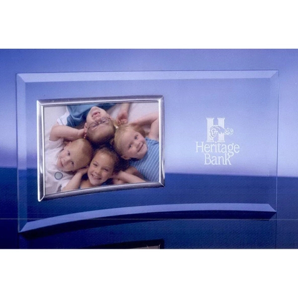 Free-standing horizontal photo frame made of jade crystal with a silver... from ASI 62985 J. Charles