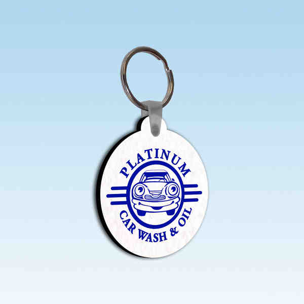 Circle shaped recycled bottle key tag with recycled tire backing.... from ASI 35730 Americanna Co / Americanna