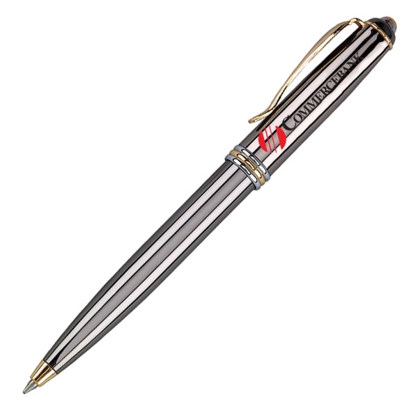 Twist action brass ballpoint pen with gold accents and matte coated... from ASI 40544 Binaco / Binaline