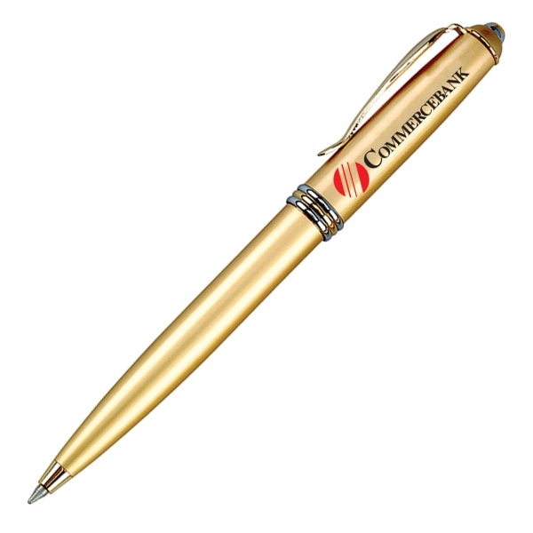 Twist action brass ballpoint pen with gold accents and matte coated... from ASI 40544 Binaco / Binaline