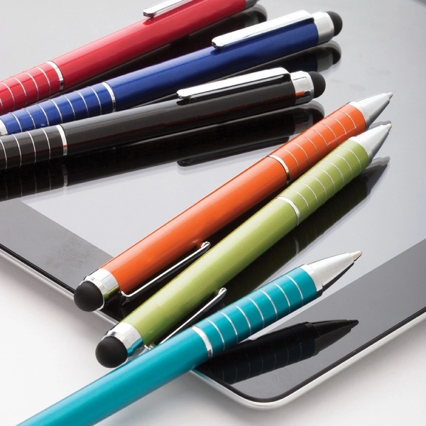 Aluminum twist action ballpoint pen with capacitive touch stylus tip.... from ASI 31517 Admart Products / Admart Line