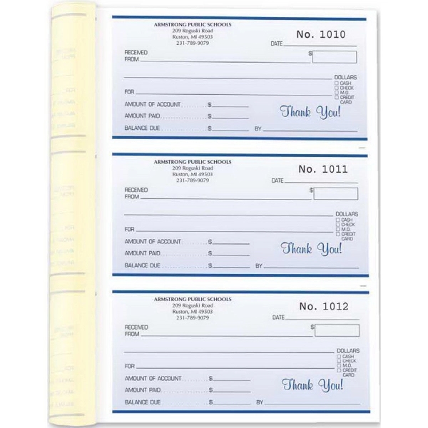 2 or 3-part form receipt booklet, 3 receipts per page, 252... from ASI 81500 Navitor Inc / Checks & Forms